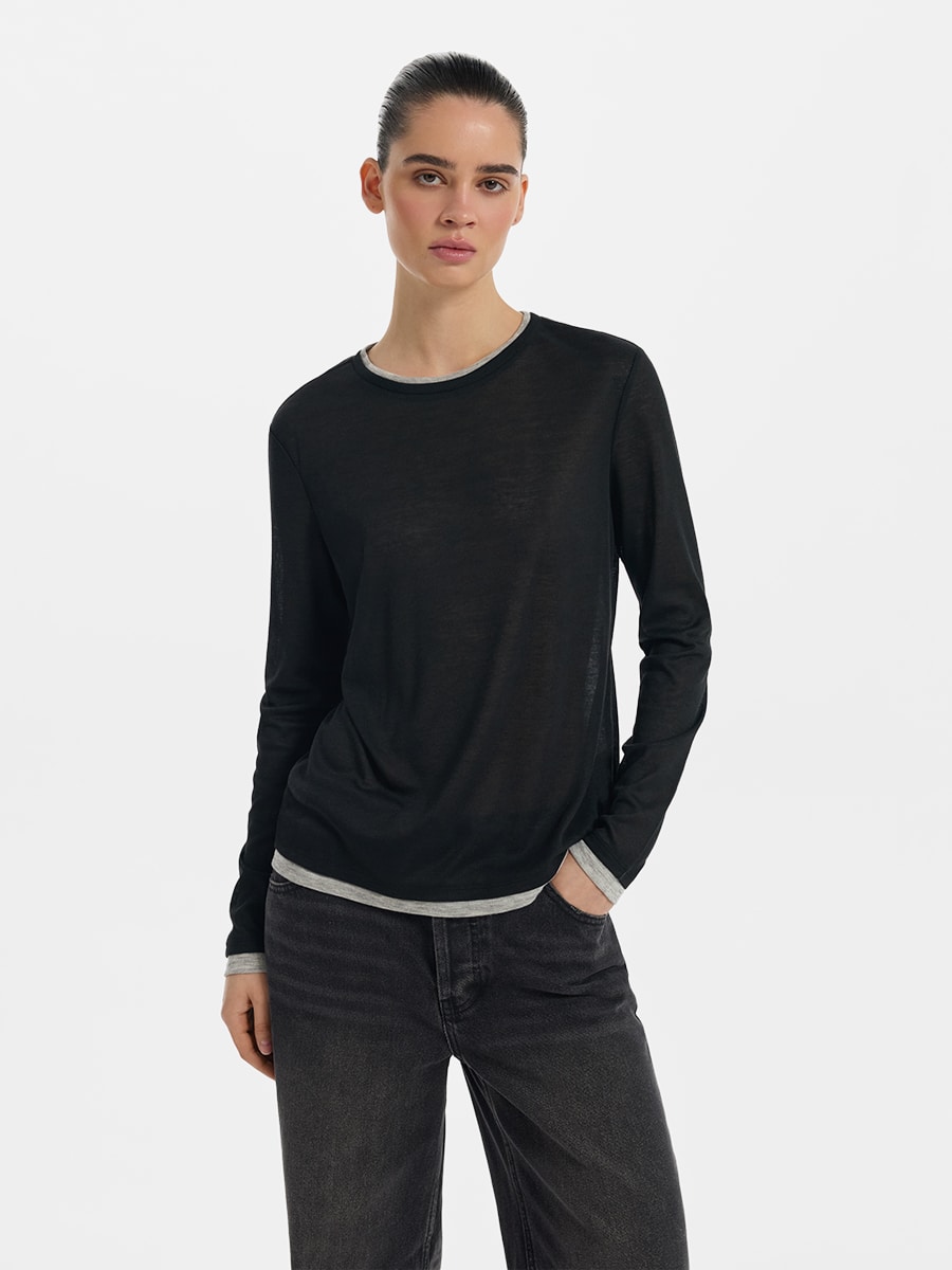Лонгслив с контрастной отделкой