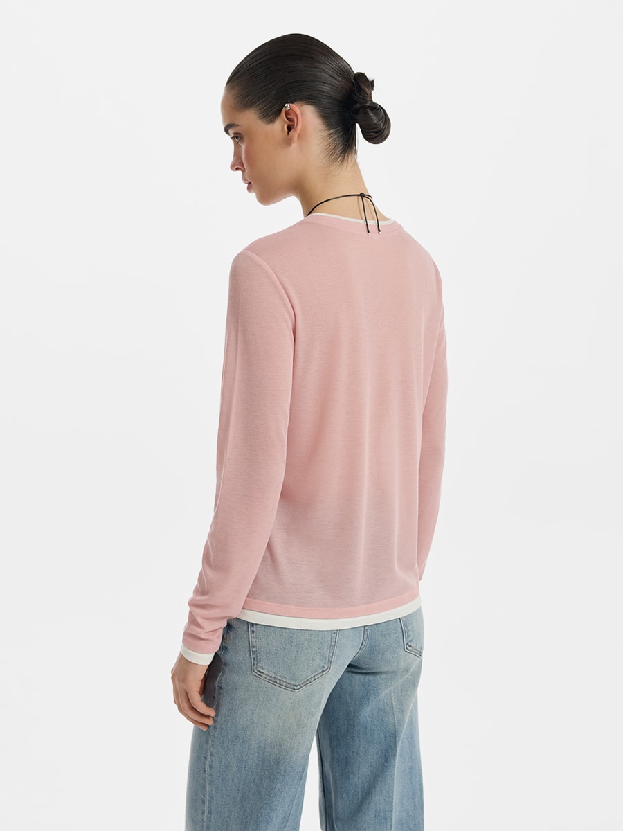 Лонгслив с контрастной отделкой