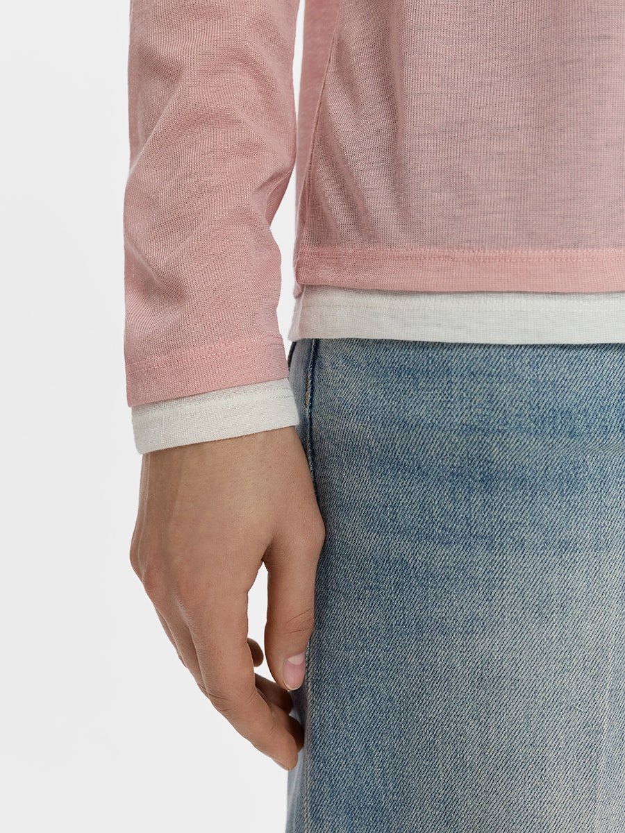 Лонгслив с контрастной отделкой