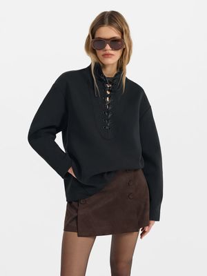 

Толстовка из хлопка со шнуровкой