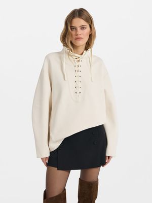 

Толстовка из хлопка со шнуровкой