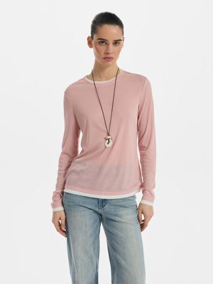 

Лонгслив с контрастной отделкой