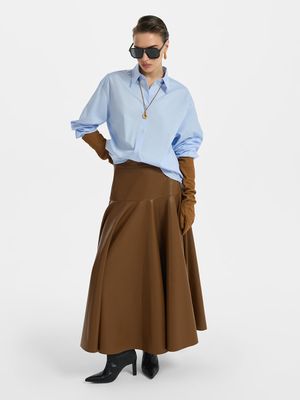 Юбка макси из экокожи со складками 1799₽
