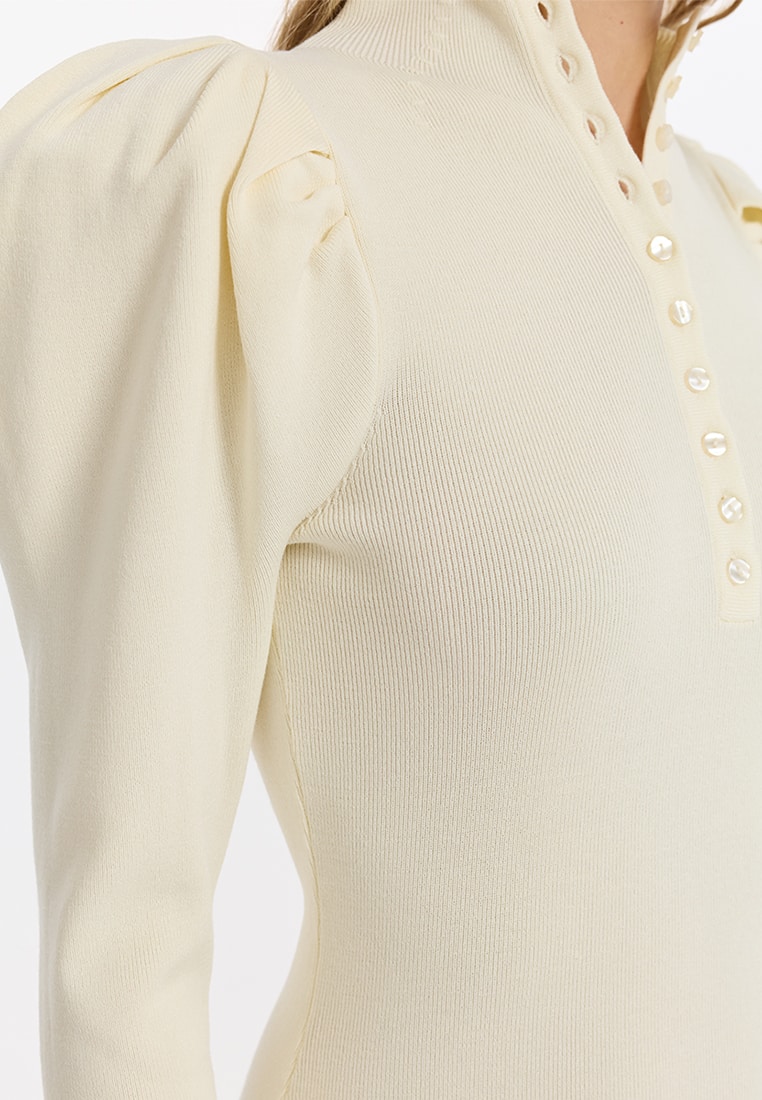 Трикотажное платье миди с объемными плечами 6151329523-60