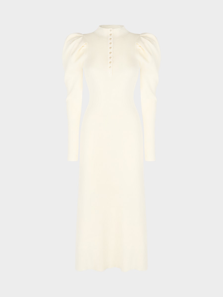 Трикотажное платье миди с объемными плечами 6151329523-60