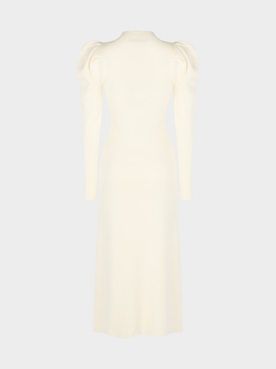 Трикотажное платье миди с объемными плечами 6151329523-60