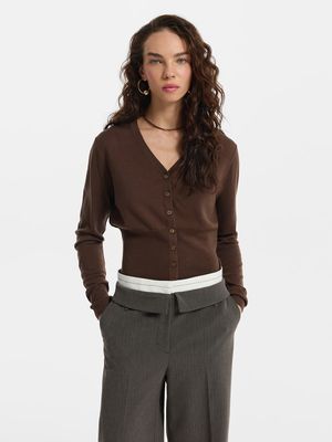 Полупрозрачный кардиган из 100% шерсти