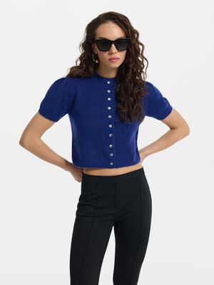 

Кардиган из шерсти альпака с коротким рукавом