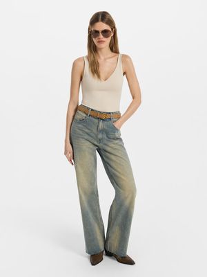 Джинсы Straight fit с высокой посадкой