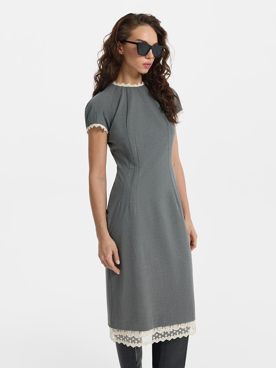 Платье миди с кружевом 6151606506-32