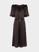 Атласное платье с кружевом