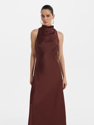 

Атласное платье-халтер