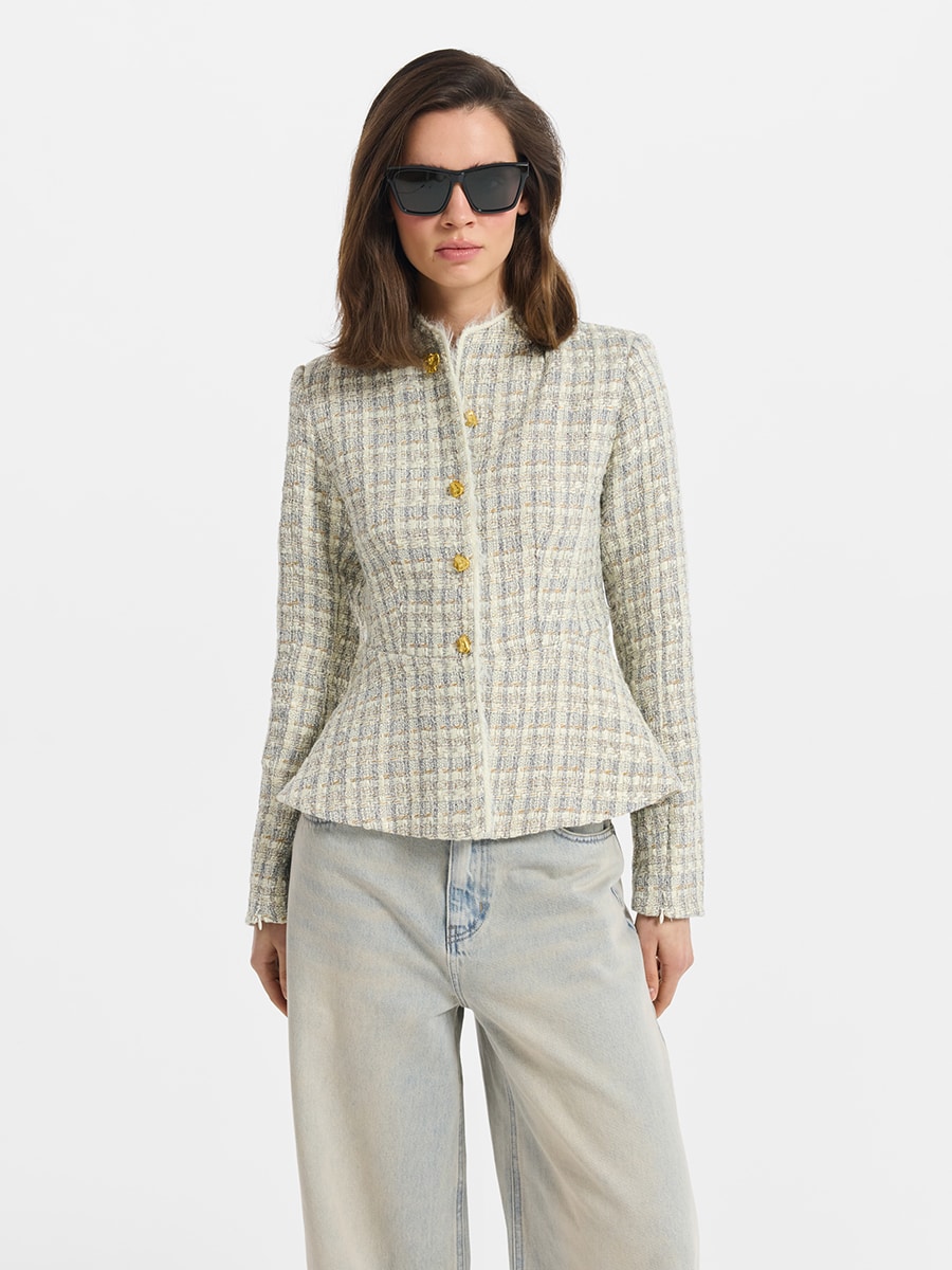 Твидовый жакет с баской