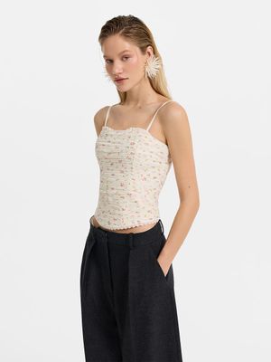 

Топ с цветочным принтом и драпировкой