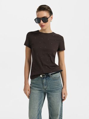 

Футболка из хлопка со стразами