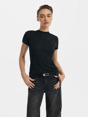 Футболка из хлопка со стразами 2999₽