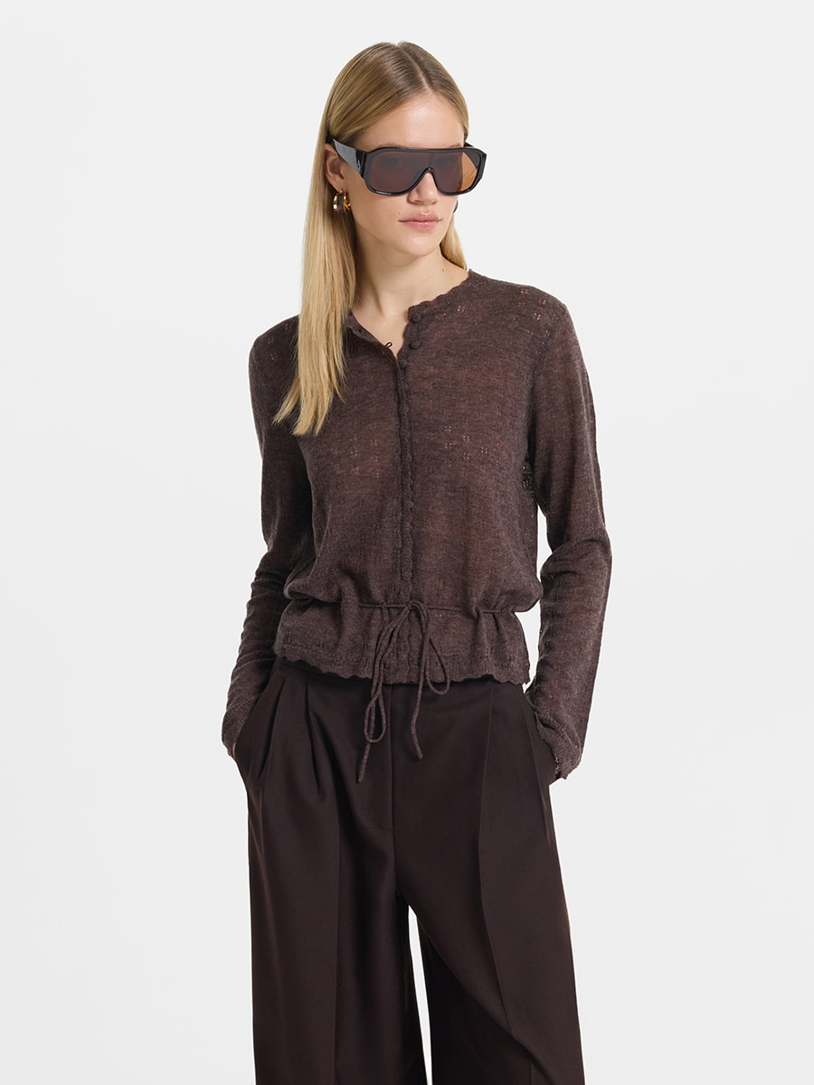 Кардиган ажурной вязки c шерстью  6152314806-20