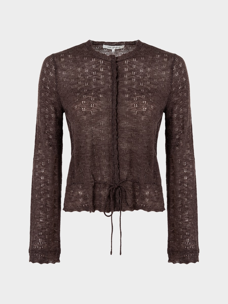 Кардиган ажурной вязки c шерстью  6152314806-20