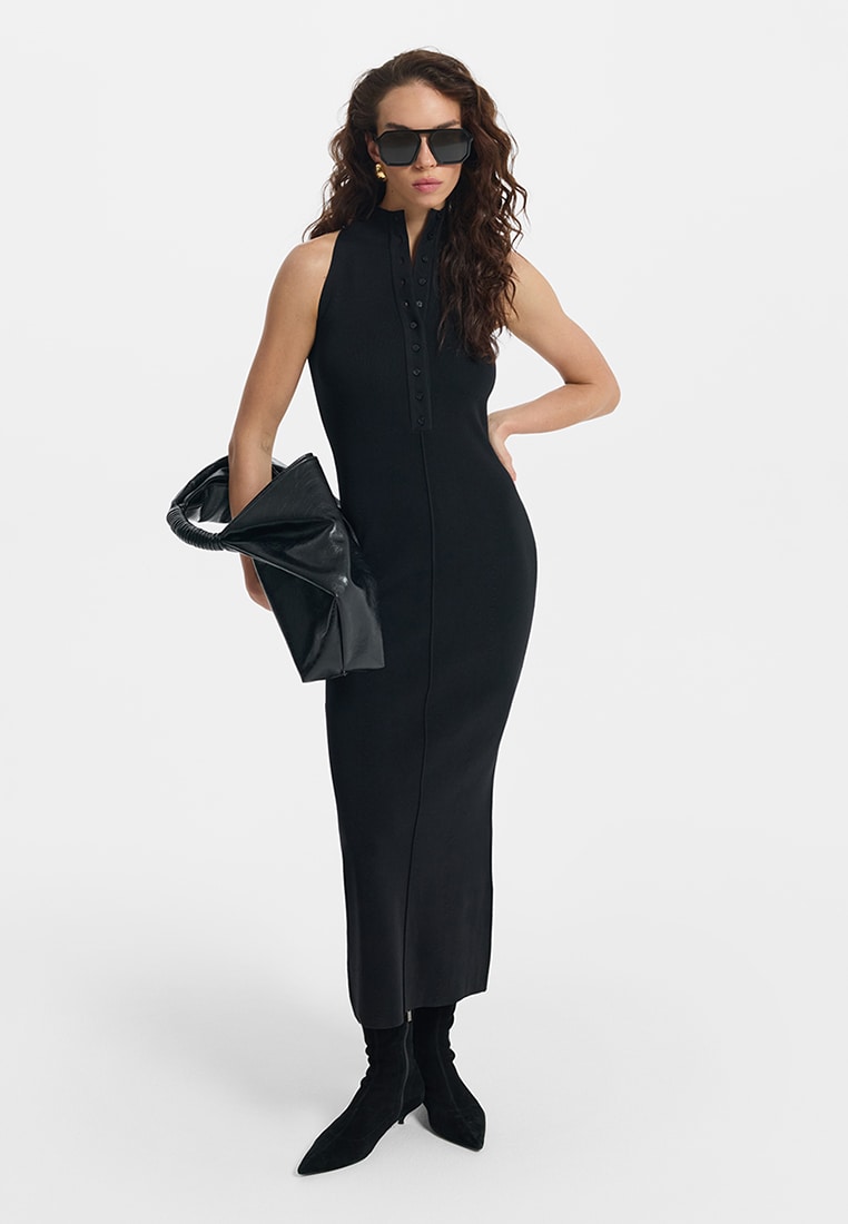 Трикотажное платье-халтер 6152317516-50