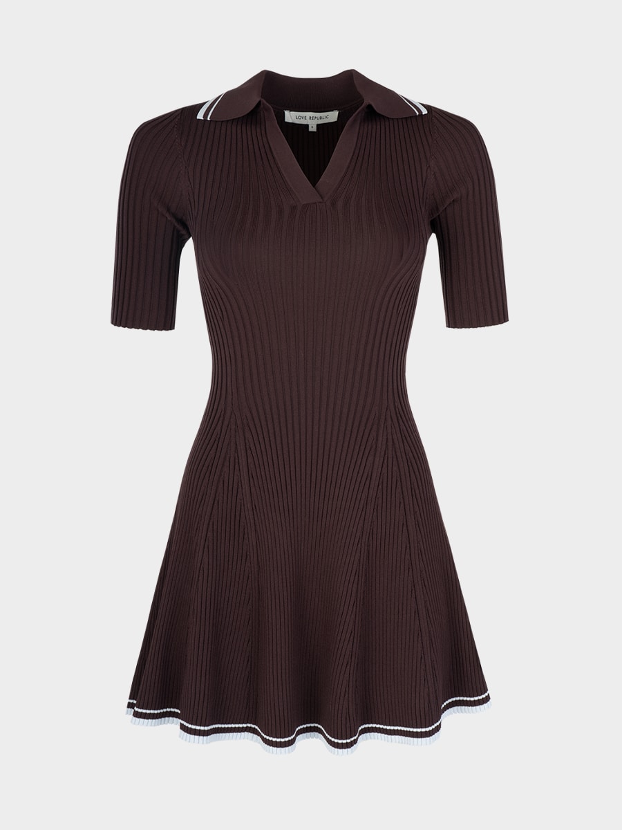 Трикотажное платье-поло