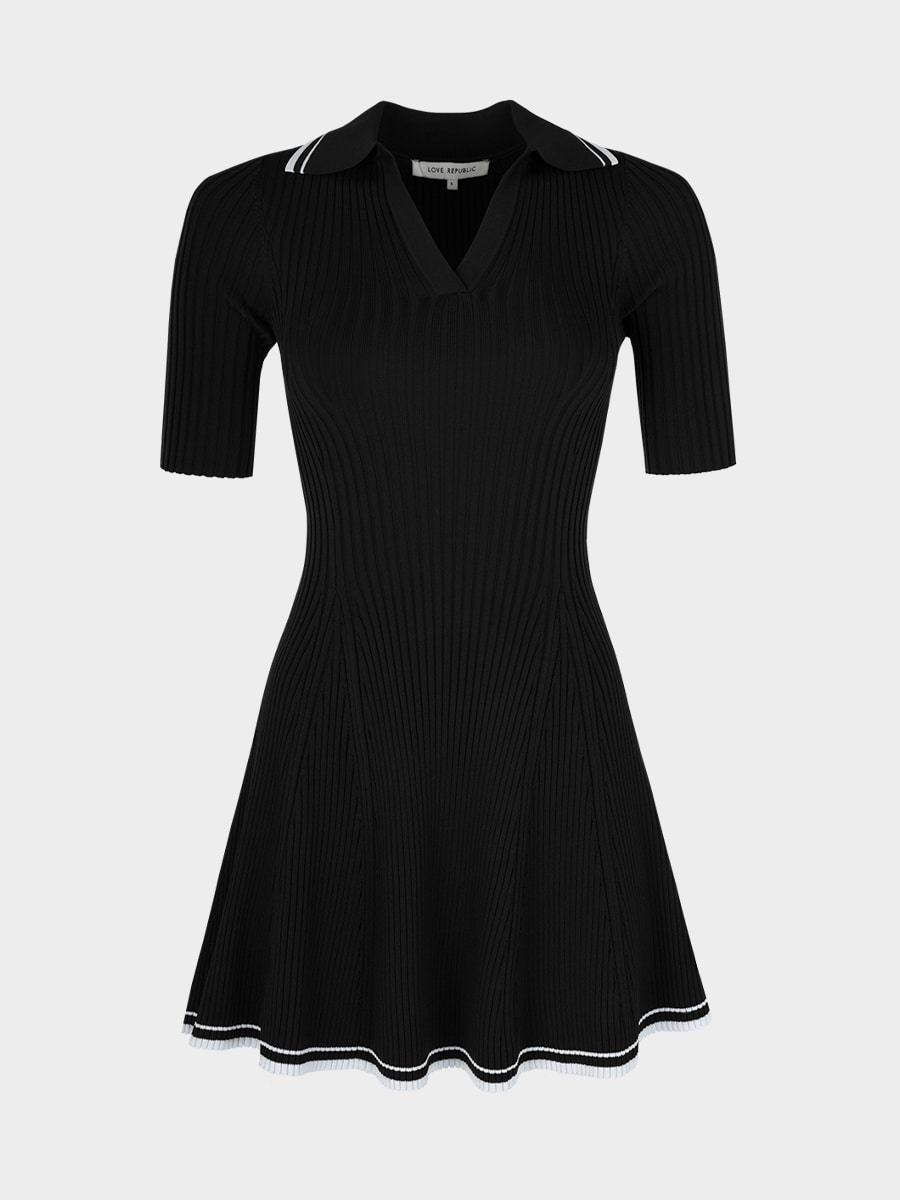 Трикотажное платье-поло