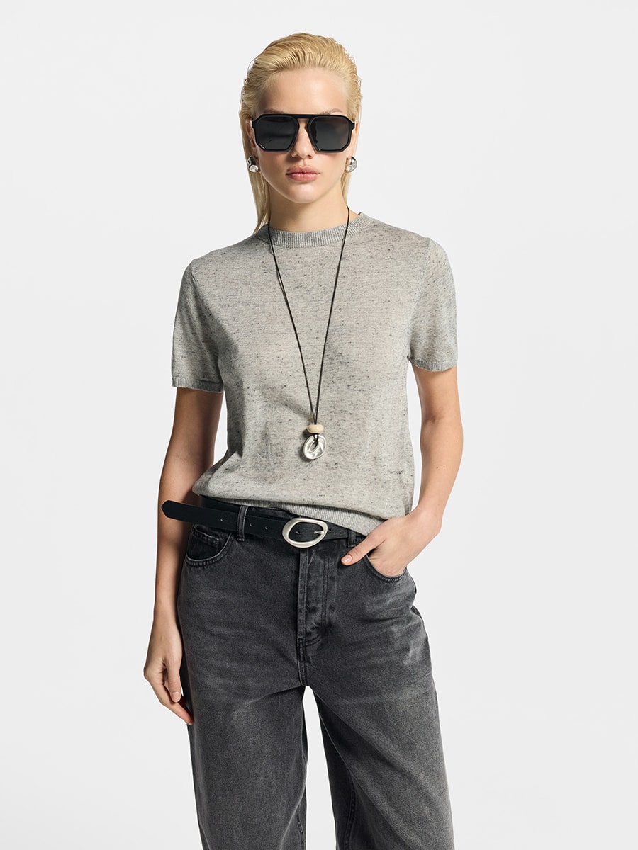 Джемпер с шерстью и льном