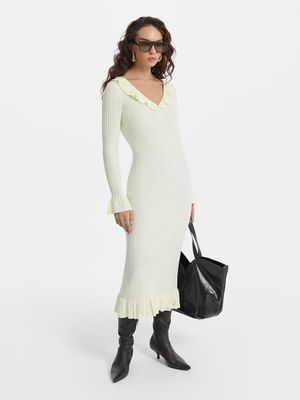 

Трикотажное платье миди с оборками