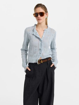 

Кардиган ажурной вязки c шерстью и мохером