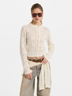 

Кардиган ажурной вязки c шерстью и мохером