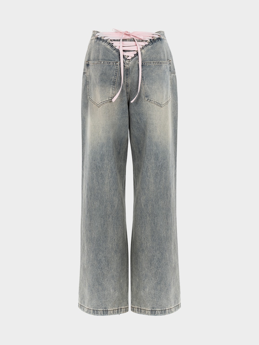 Джинсы Relaxed fit со шнуровкой на спинке 6152415706-119
