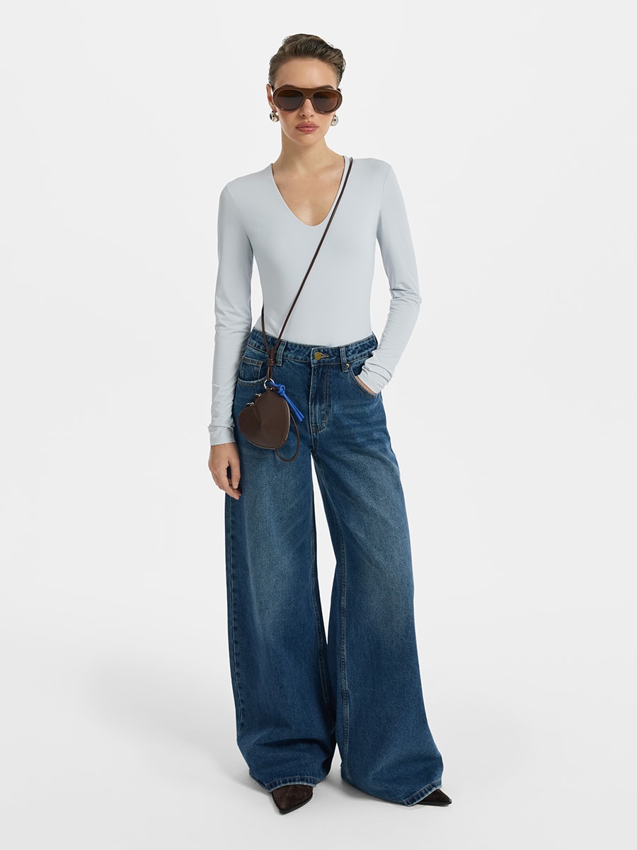 Джинсы Wide leg с высокой посадкой