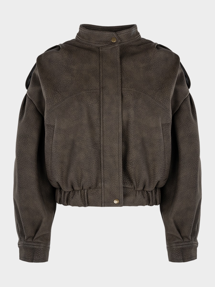 Объемный бомбер из экокожи 6152501101-188