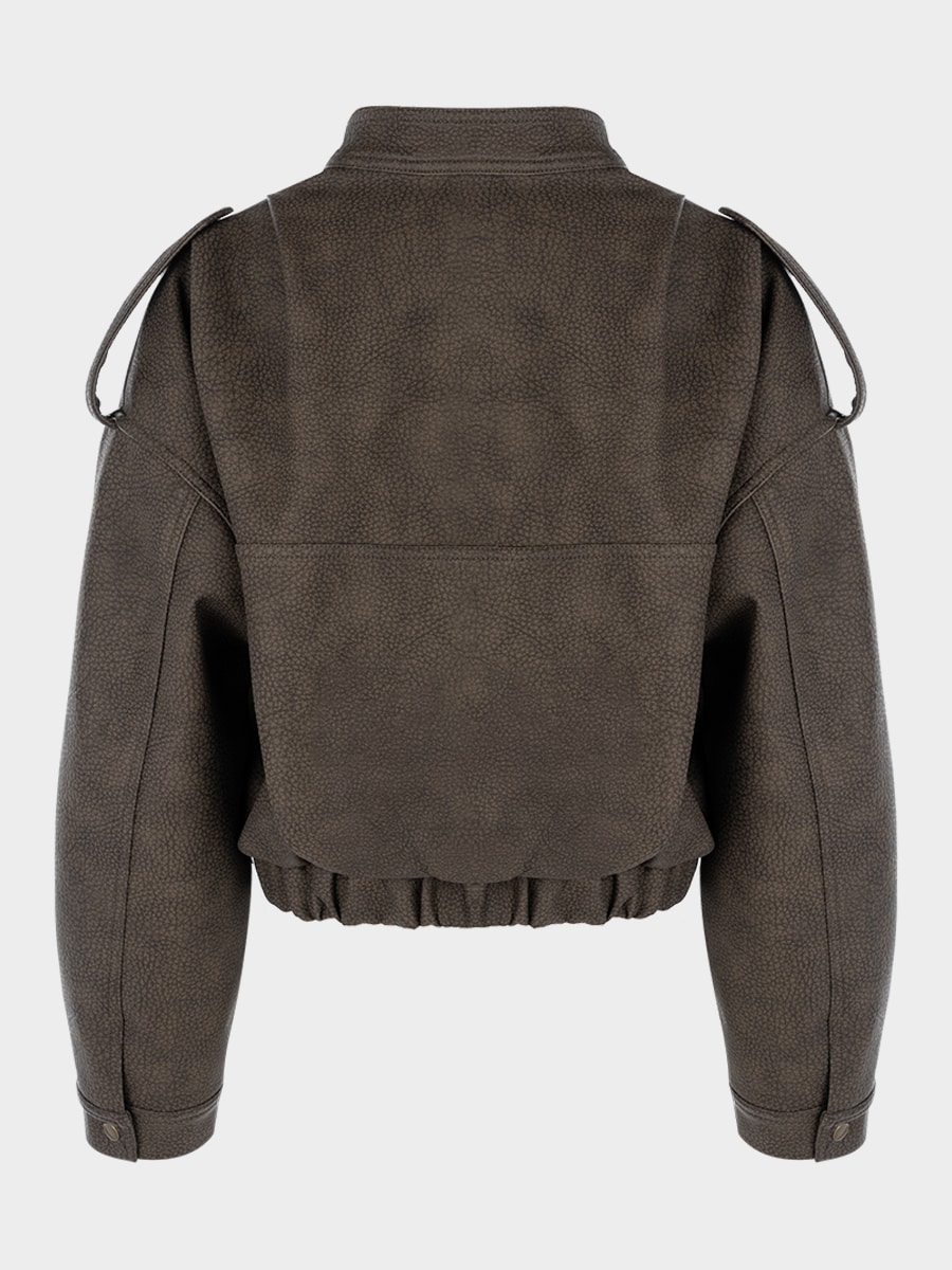 Объемный бомбер из экокожи 6152501101-188