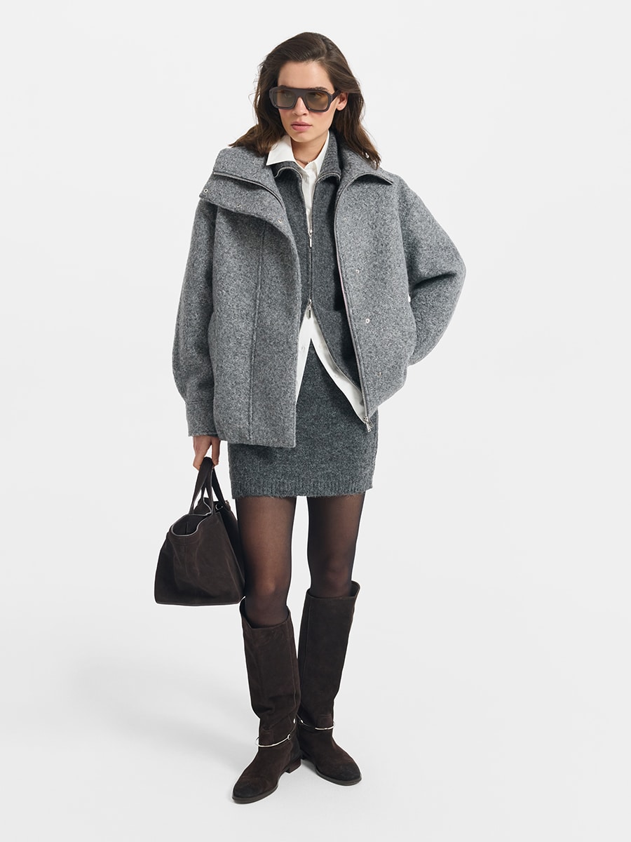 Бомбер из пальтовой ткани