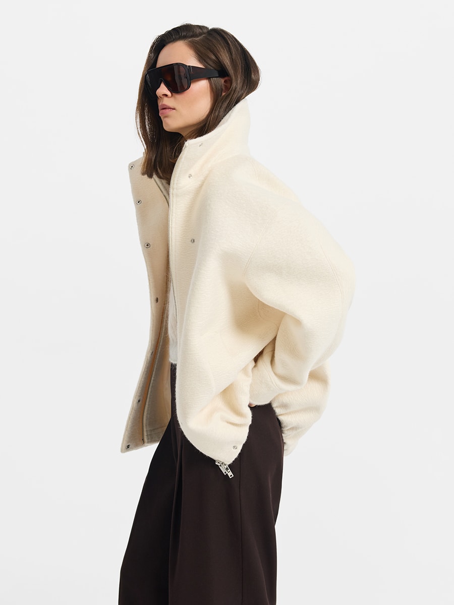 Удлиненный бомбер из пальтовой ткани 6152505105-60