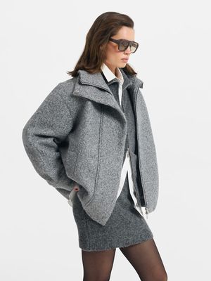 

Удлиненный бомбер из пальтовой ткани