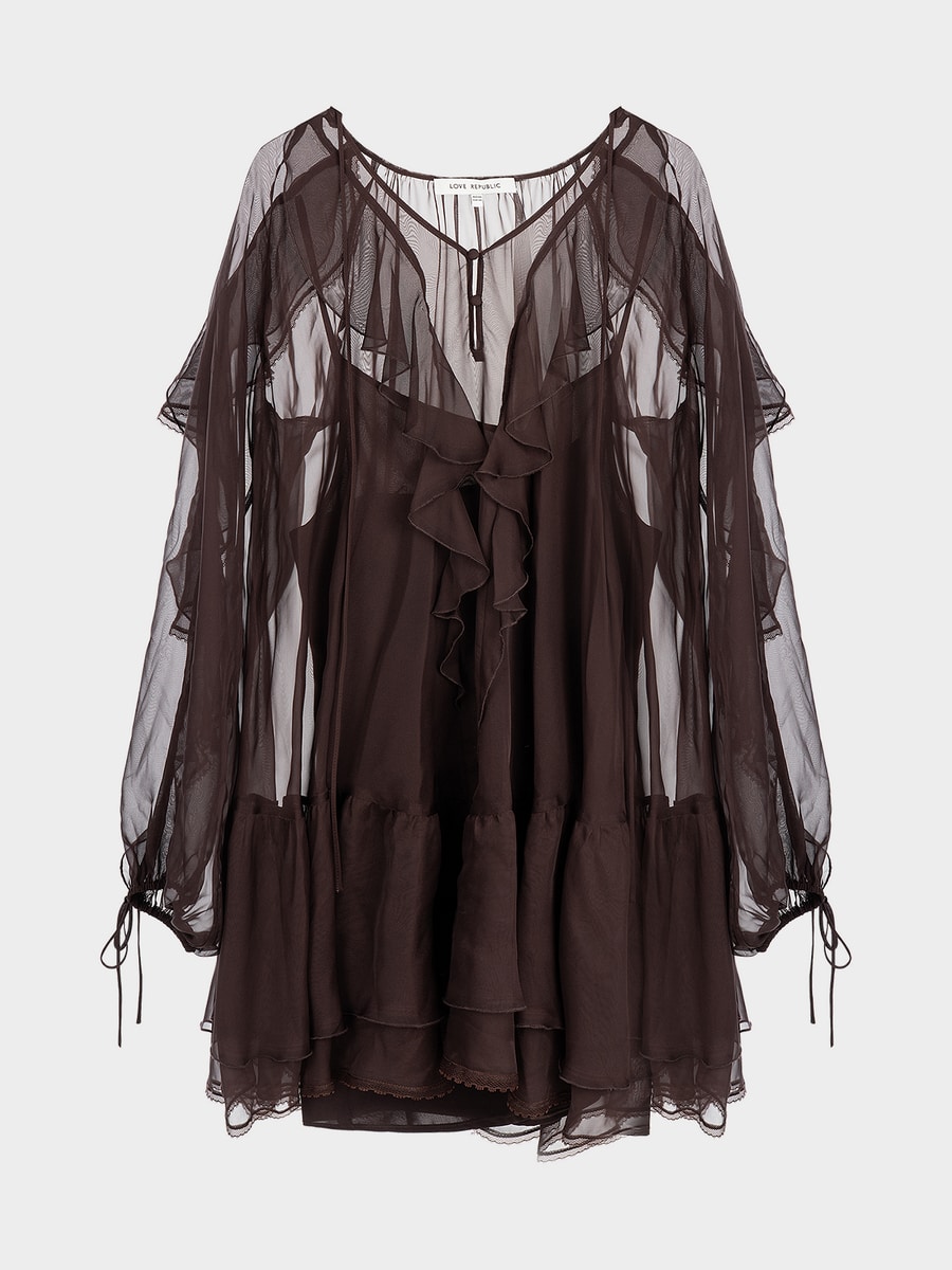 Шифоновое платье с оборками