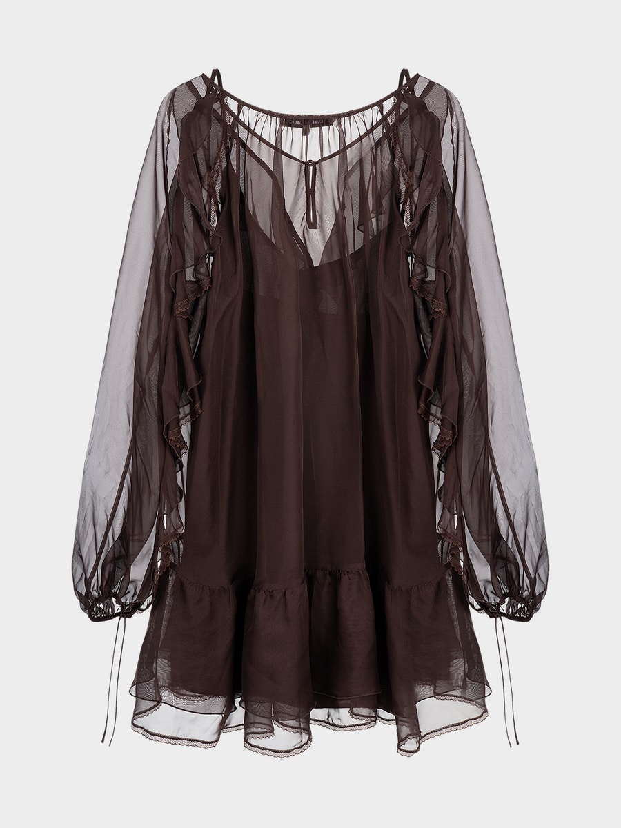 Шифоновое платье с оборками