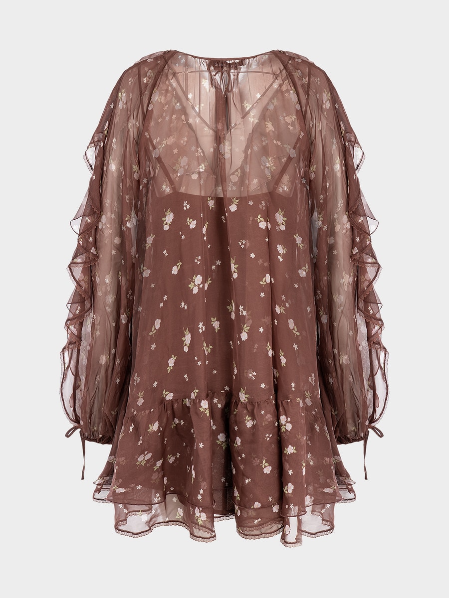 Шифоновое платье с оборками