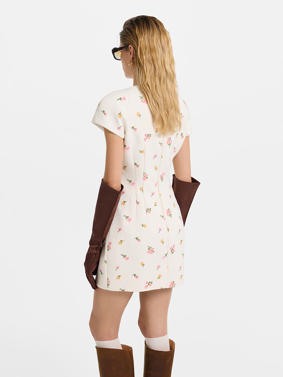 Платье мини с цветочной вышивкой 6152608506-95