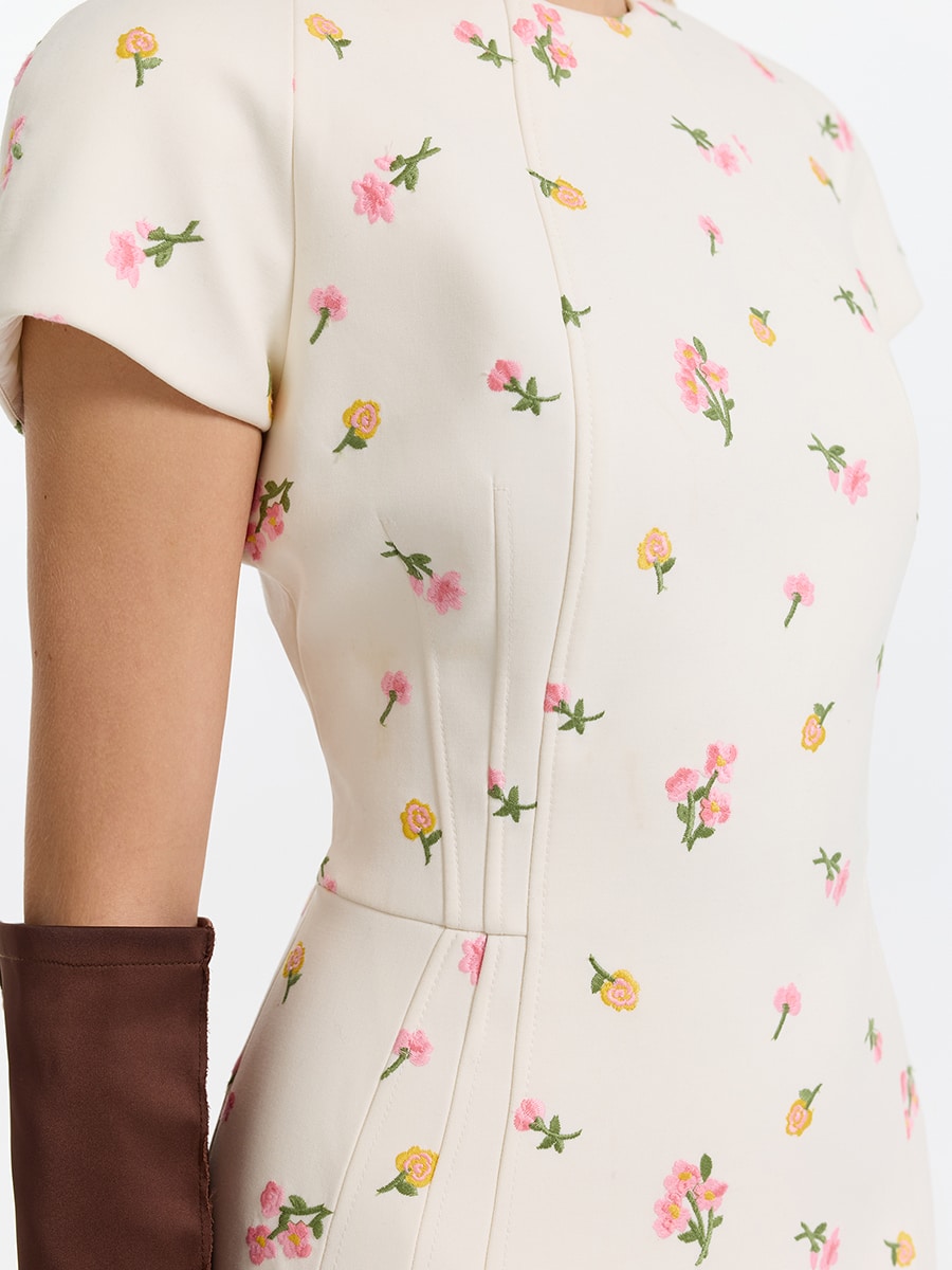 Платье мини с цветочной вышивкой 6152608506-95