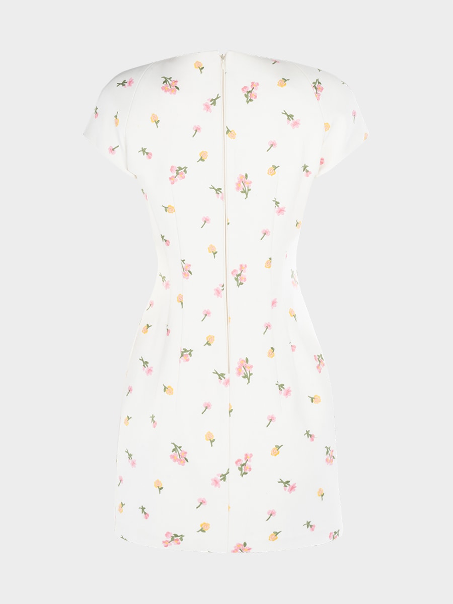 Платье мини с цветочной вышивкой 6152608506-95