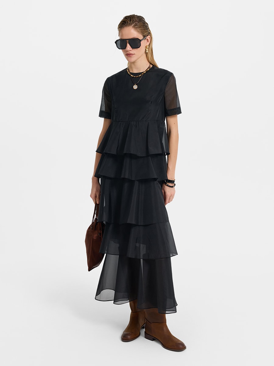 Шифоновое платье с воланами