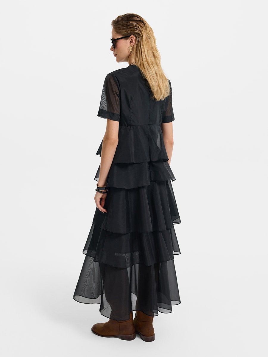 Шифоновое платье с воланами