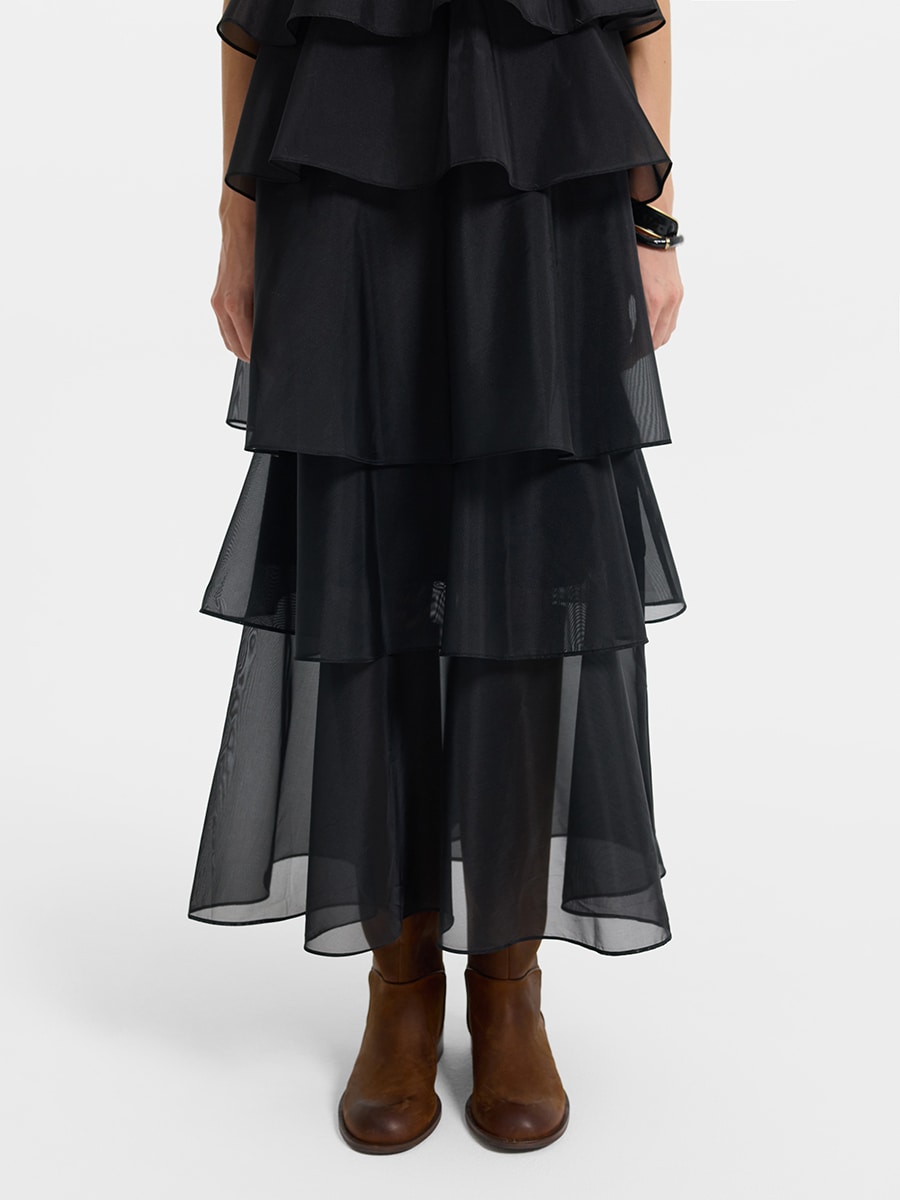 Шифоновое платье с воланами