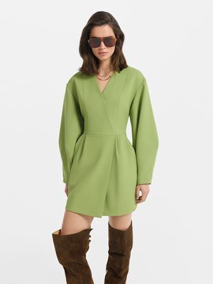 

Платье мини с объемными рукавами