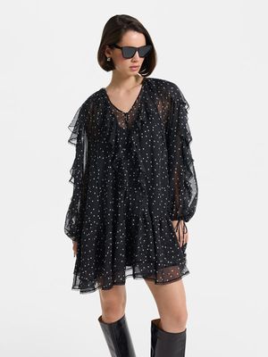 

Шифоновое платье мини с оборками