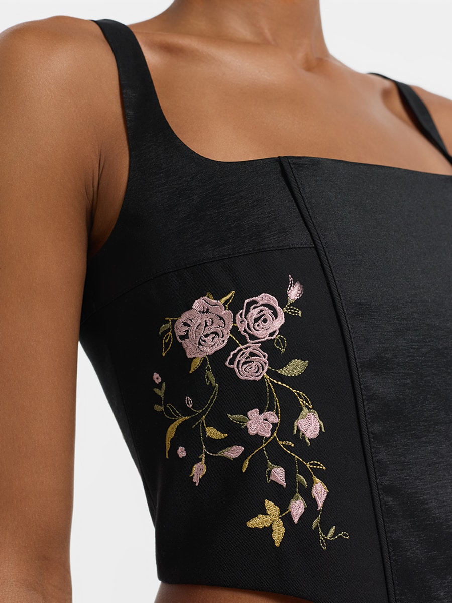 Корсетный топ с цветочной вышивкой 6153020334-50