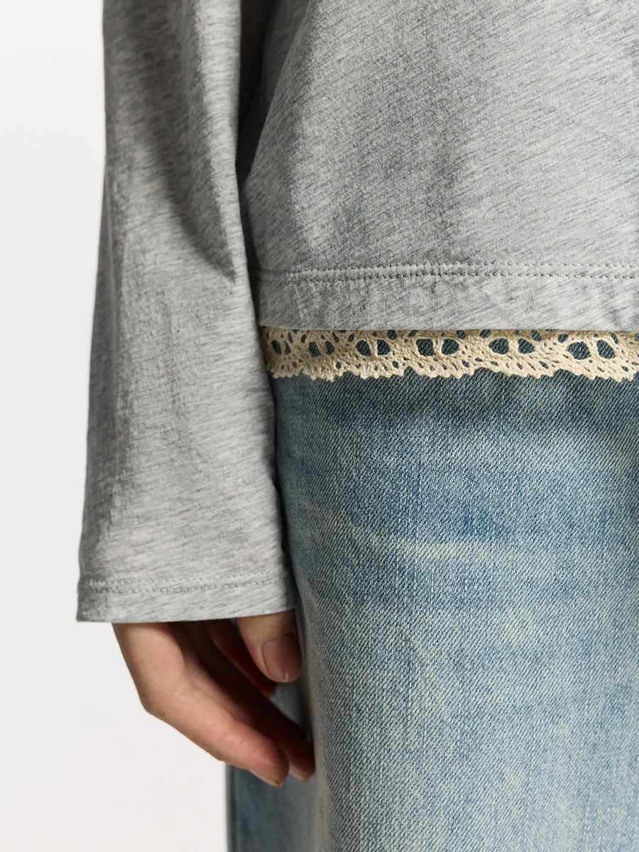 Лонгслив из хлопка с кружевом