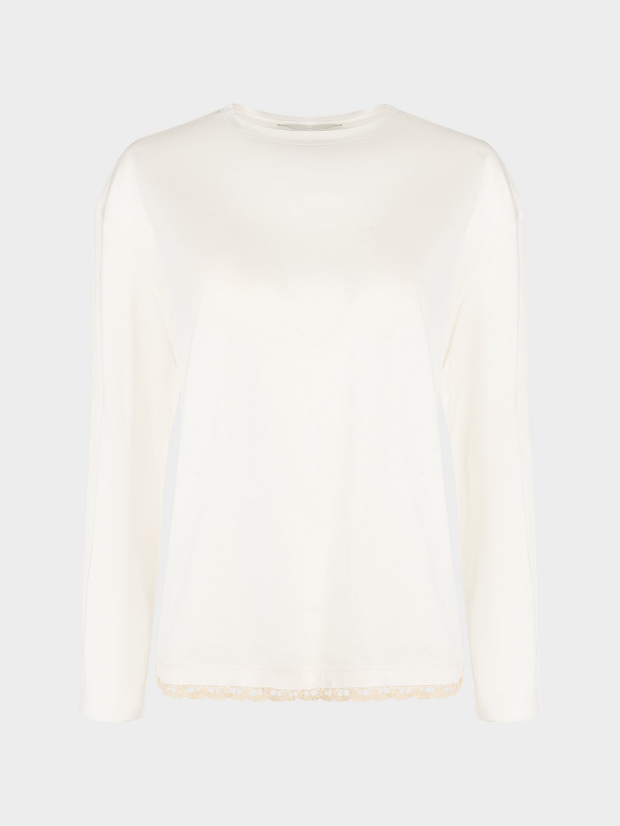 Лонгслив из хлопка с кружевом